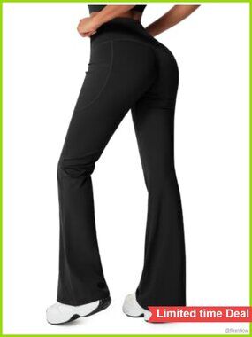 Flare Leggings High Waist Scrunch Booty Yoga Pants with Pockets